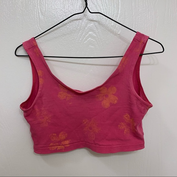 Hot Pink Cotton Vintage Sports Bra - Picture 2 of 4